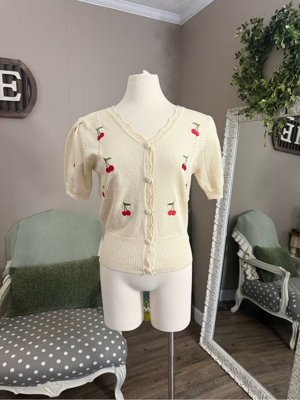 Simply Southern • Short Sleeve Crochet Cherry Cardigan - Picture 11 of 12